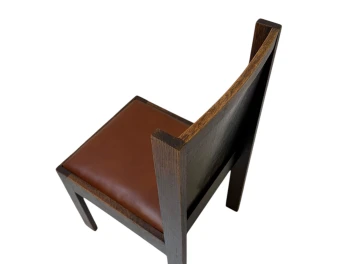 Art Deco Modernist Side Chair with Leather Seat, 1930s